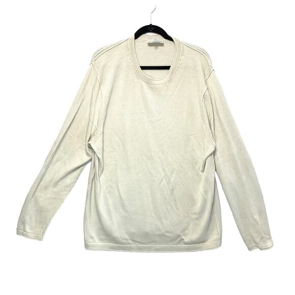 Tommy Bahama Reversible Waffle Knit Long Sleeve Sweater Mens XL Beige Minimalist - Picture 1 of 3